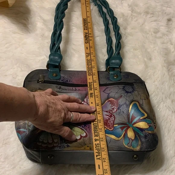 Anuschka Leather Handpainted Butterfly Shoulder Bag NWOT - Picture 10 of 12